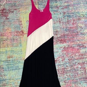 Relativity Pink, White, and Black Maxi Dress
